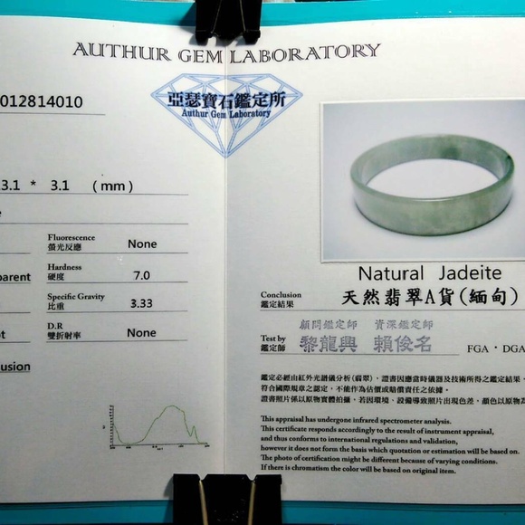52.4mm Certified 100% Natural Grade A Jadeite Jade Bracelet Bangle - Picture 12 of 12